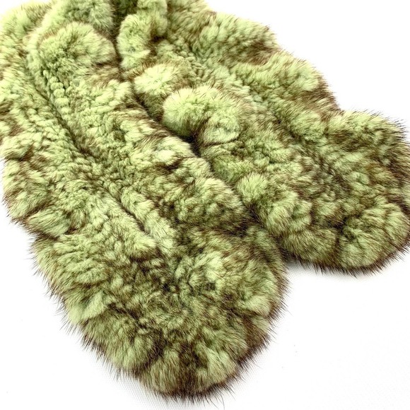 90's Parisian couture designer green mink scarf - Picture 13 of 15